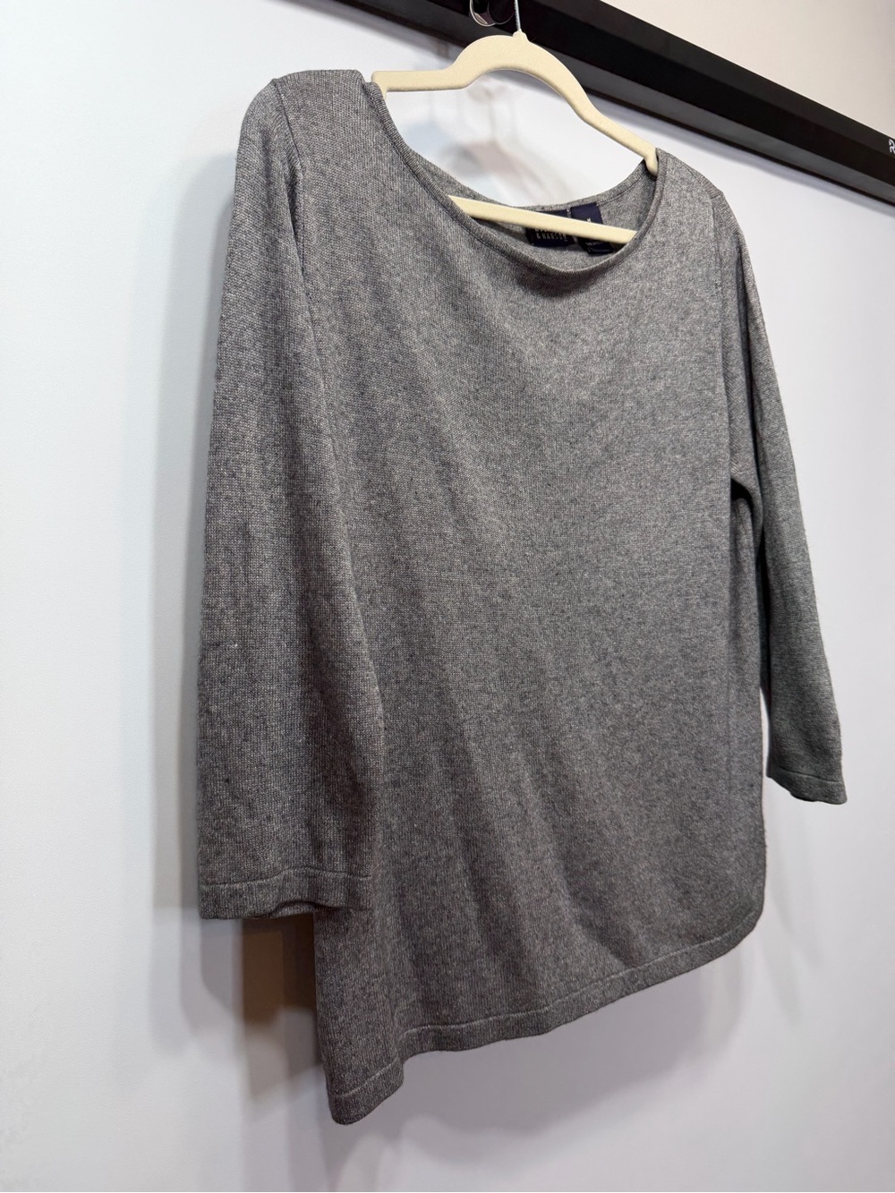 Hillard & Hanson Silk Cashmere Sweater Gray Scoop Neck Size M - Picture 5 of 10